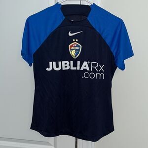 NIKE Dri fit Blue NC courage women’s soccer team warm up jersey S adult